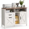 Farmhouse Lateral File Cabinet with 2 Drawers and Open Storage Cabinet
