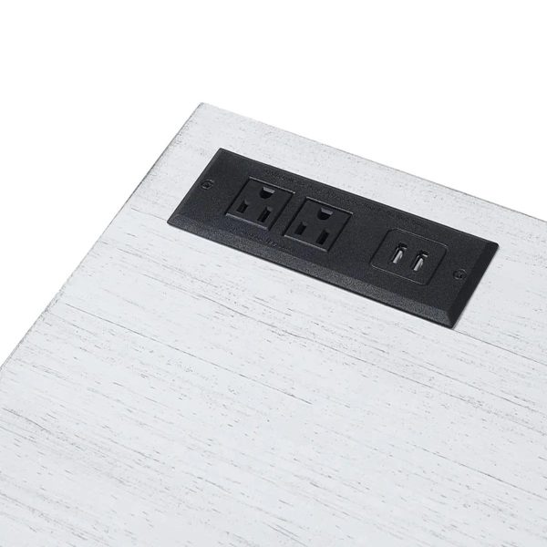 Built-in USB Port and Power Outlet on Gold Frame Office Desk