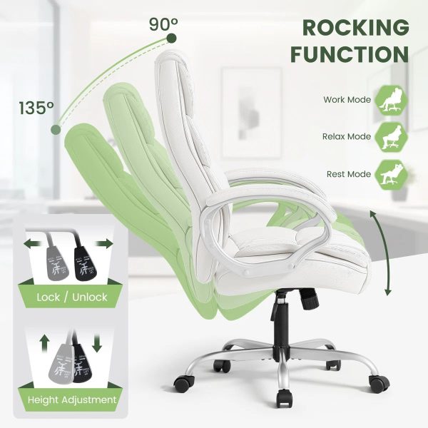 High-Back Office Chair with 135 Degree Back Angle Adjustment and Tilt Lock
