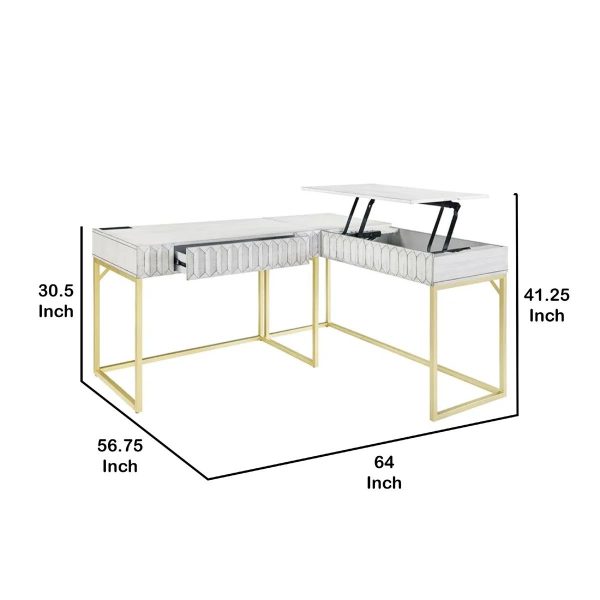 64-inch Wide L-Shaped Desk Surface for Multi-Monitor Office Setup
