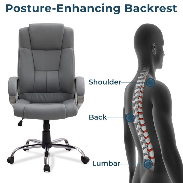 Ergonomic High-Back Desk Chair with Built-in Lumbar Support