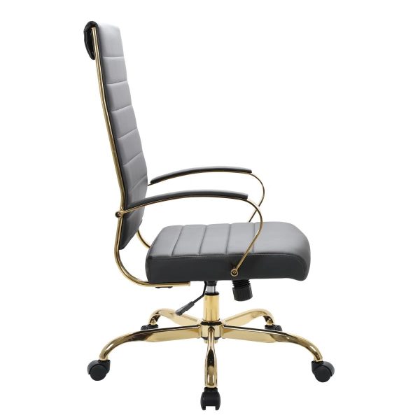 Modern Ergonomic Conference Chair with Padded Gold Armrests